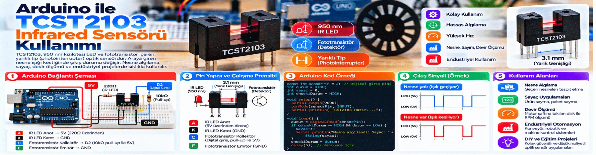 Arduino ile TCST2103 İnfrared Sensörü Kullanımı