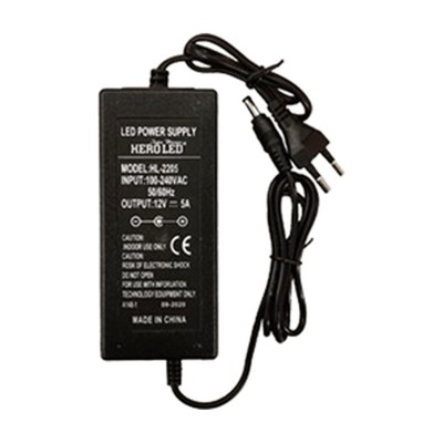 12V 5A Masaüstü Adaptör (Plastik Kasa, İki Ucu Kablolu)