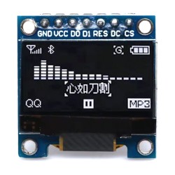 0.96 inç 128x64 Beyaz OLED Ekran Modülü (SSD1306, 7 Pin)
